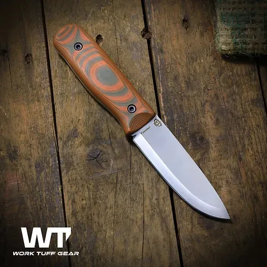 Work Tuff Gear Forester Gen 2 – SK85 Scandi Bushcraft Knife by Alex Auroraborealisknives (ODG / Orange)