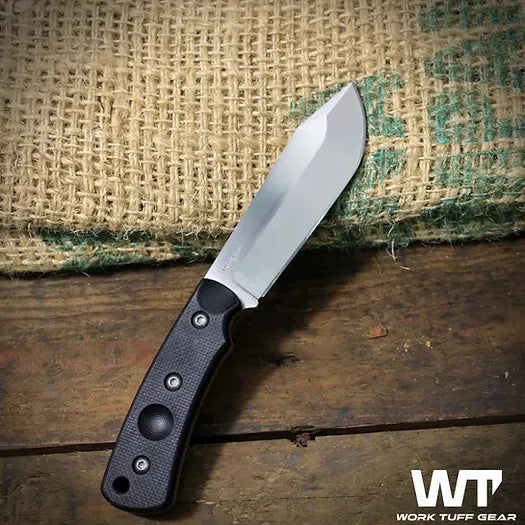 Work Tuff Gear Mt. Laguna – K110 (D2) Drop Point Hunting Fixed Blade by Jon Wingman115 (Black / Red Liner)