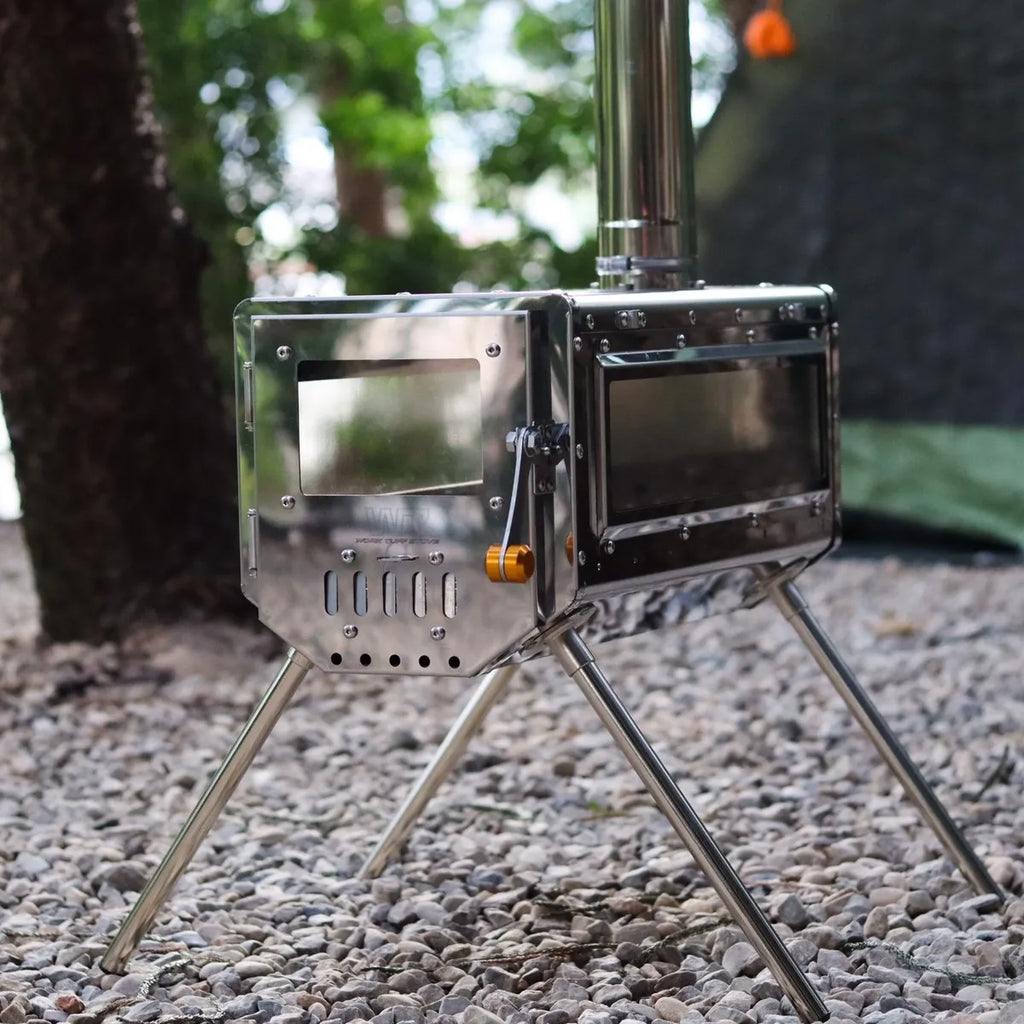 WorkTuff WTS-500 3W Hot Tent Stove - Stainless Steel with Triple Windows