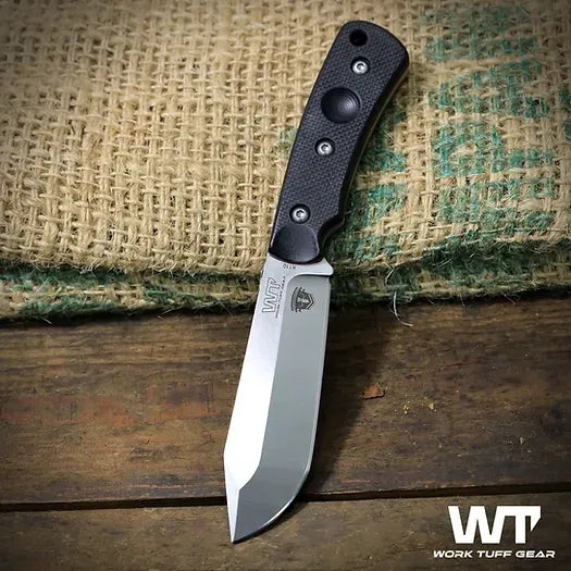 Work Tuff Gear Mt. Laguna – K110 (D2) Drop Point Hunting Fixed Blade by Jon Wingman115 (Black / Red Liner)